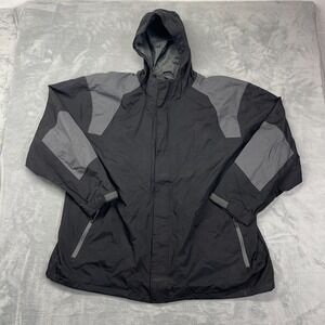 NWT Tri-Mountain Windbreaker Jacket Mens 4XL Black Hooded Long Sleeve Full Zip